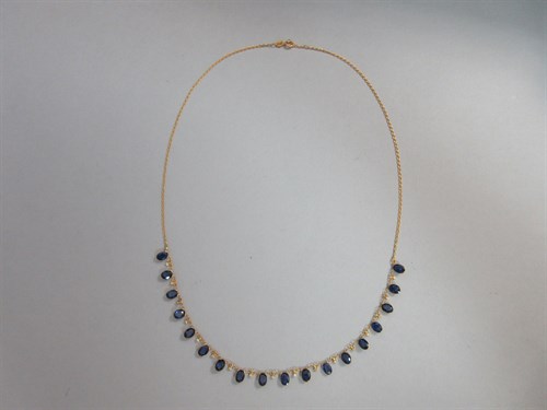 Lot 254 - A sapphire and diamond fringe necklace