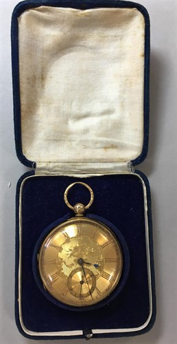 Lot 169 - An unsigned 18ct gold open faced pocket watch and a silver open faced chronograph pocket watch