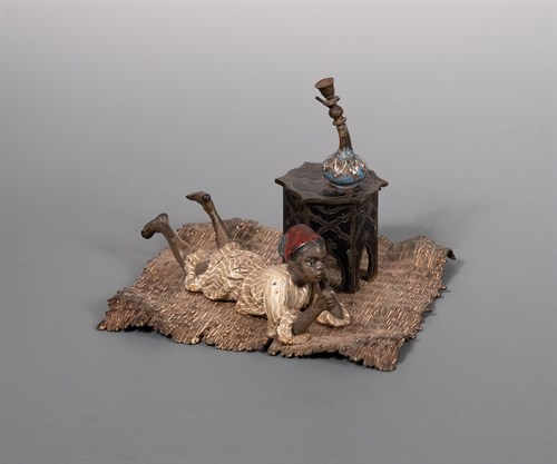 Lot 265 - A Bergman cold painted bronze ink stand,...