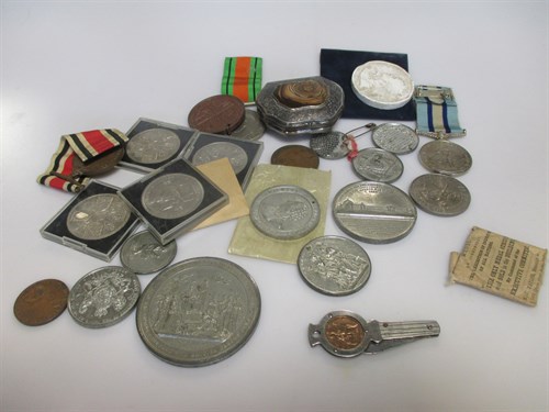 Lot 135 - A collection of coins, medals and medallions,...