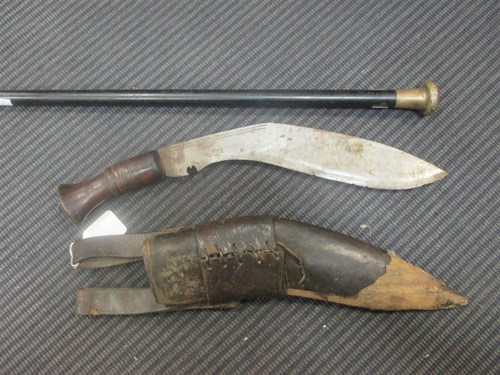 Lot 80 - A Kukri and swagger stick (2)