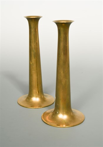 Lot 164 - Torben Orskov & Co. Denmark, a pair of brass candlesticks