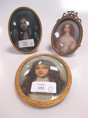 Lot 153 - Three late 19th Century portrait miniatures of...