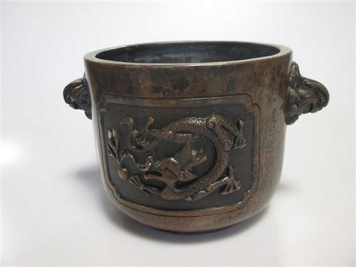 Lot 56 - A Chinese copper rich censer, 20cm wide