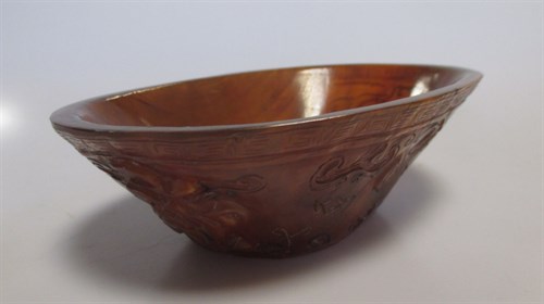 Lot 16 - A Chinese buffalo horn libation cup