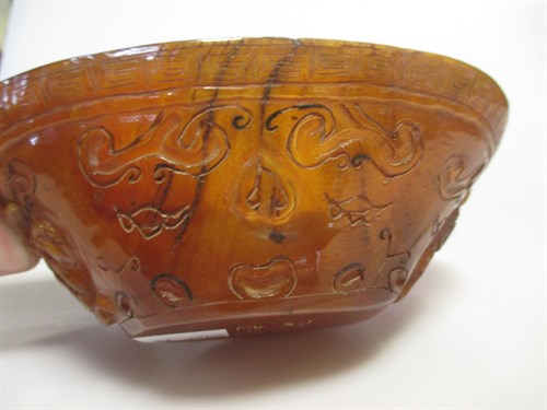 Lot 85 - A Chinese buffalo horn libation cup