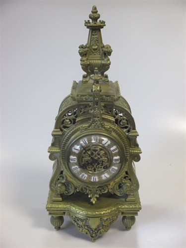 Lot 143 - A late 19th century brass Japy Freres mantel...