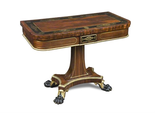 Lot 399 - A Regency rosewood and parcel gilt card table