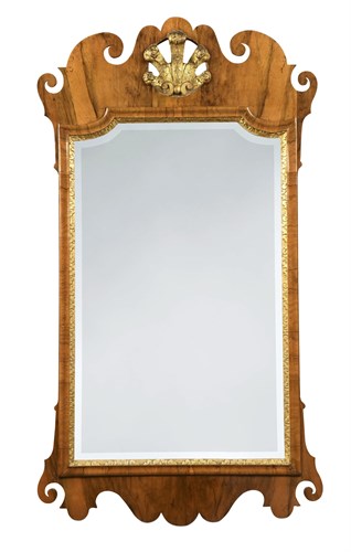 Lot 343 - A George I walnut and parcel gilt fret framed...