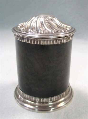 Lot 93 - A Victorian silver and tortoiseshell cigarette drum