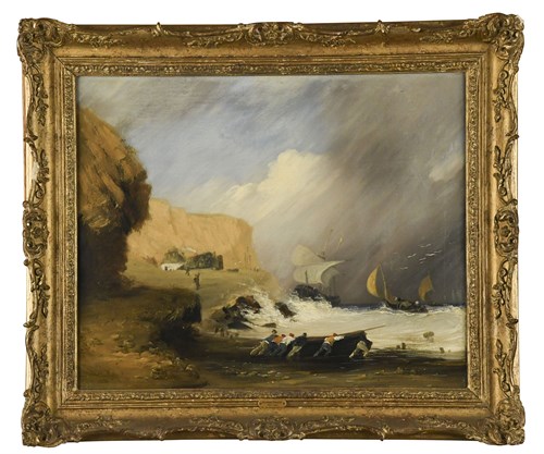 Lot 193 - Follower of Alfred Priest, Coastal scene with...