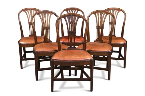 Lot 412 - A set of six Hepplewhite period mahogany dining chairs