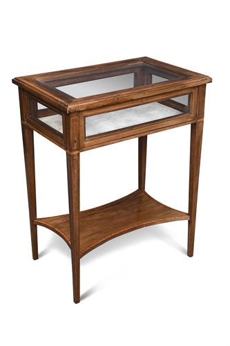 Lot 388 - A late Victorian mahogany and inlaid table vitrine