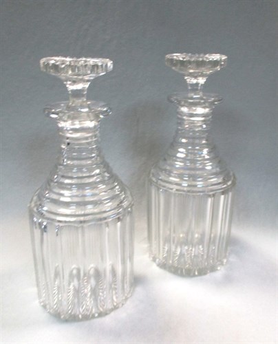 Lot 60 - A pair of 19th century cut glass decanters and stoppers