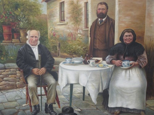 Lot 355 - An early 20th century naïve style family group...