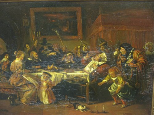Lot 286 - After Jan Steen, Twelfth Night, signed lower...