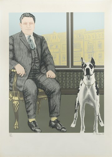 Lot 257 - see item 43. H Becker, Man and dog, numbered...