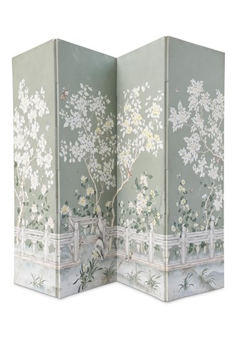 Lot 433 - An early 20th century painted four fold Chinese screen