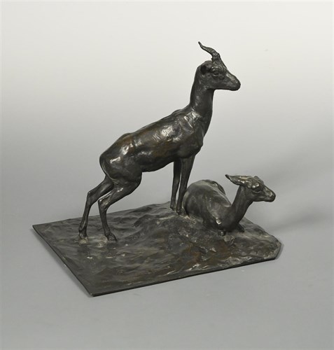 Lot 262 - Hanns Bastanier (German, 20th century), a bronze study of Plains Antelope
