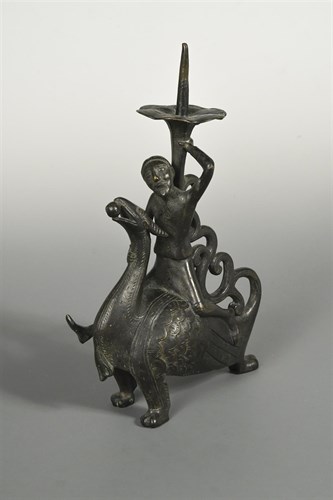 Lot 272 - A 19th century bronze pricket candle stand, possibly Scandinavian