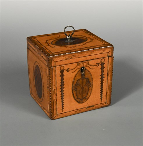 Lot 290 - A Regency satinwood tea caddy