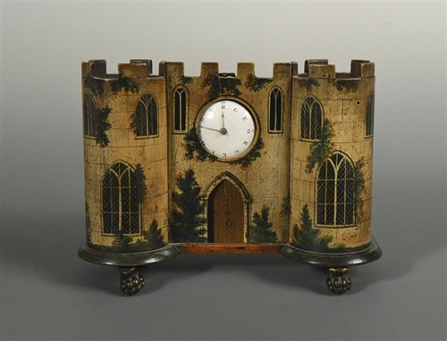 Lot 280 - A Regency painted bamboo and wood watch holder and watch