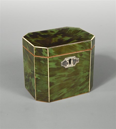 Lot 288 - A Regency green stained tortoiseshell tea caddy