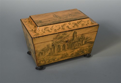 Lot 287 - A late Regency penwork tea caddy