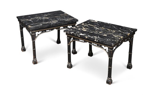 Lot 431 - A pair of late 19th century Gothic revival marble top occasional tables