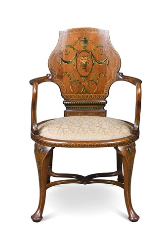 Lot 415 - A late 19th century satinwood armchair