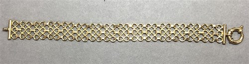 Lot 400 - A 9ct gold fancy link cuff bracelet