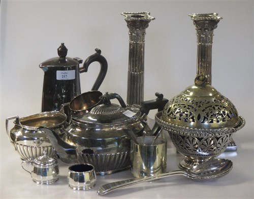 Lot 217 - A collection of silverplated items including a...