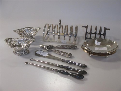 Lot 211 - A collection of silver items including two...