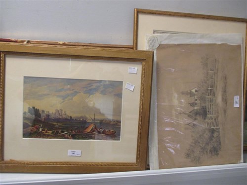 Lot 287 - A collection of watercolours and prints to...