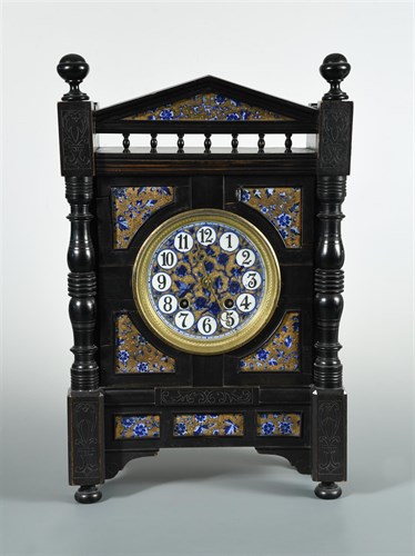 Lot 142 - Attributed to Lewis Foreman Day, an Aesthetic movement ebonised striking mantle clock, circa 1880