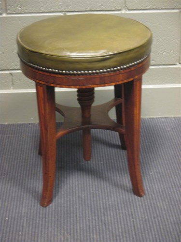 Lot 405 - A 19th century mahogany and inlaid piano stool...