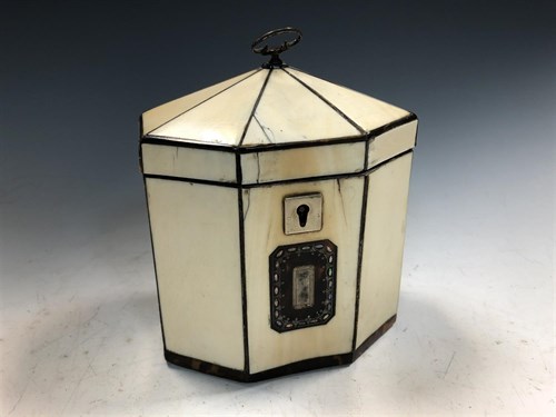Lot 299 - A George III tent-top ivory tea caddy