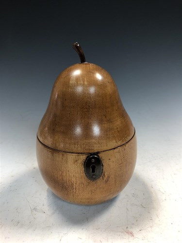 Lot 294 - A 19th century fruitwood tea caddy in the form of a pear