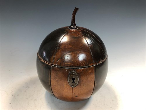 Lot 297 - A George III fruitwood tea caddy in the form of a melon