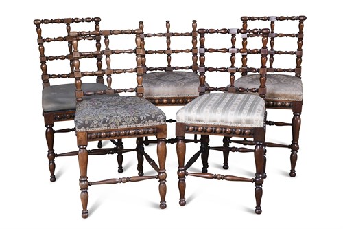 Lot 436 - A set of five William IV rosewood salon chairs,...