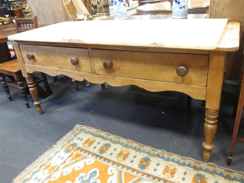Lot 413 - A 19th century pine serving table, on turned...