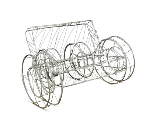 Lot 312 - A 20th century galvanised wirework garden seat, entitled "Pencil Sketch"
