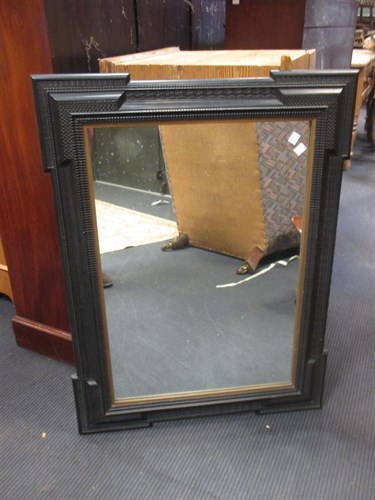 Lot 428 - A 17th century style ebonised frame mirror (91...
