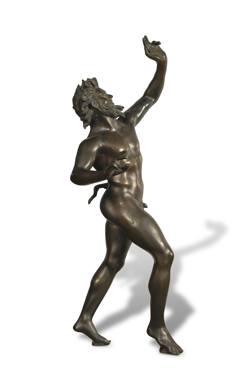 Lot 267 - After the Antique, a late 19th century bronze model of the Dancing Faun of Pompeii