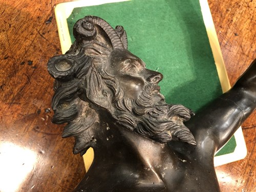 Lot 267 - After the Antique, a late 19th century bronze model of the Dancing Faun of Pompeii