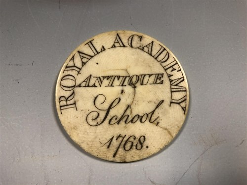 Lot 275 - A William IV ivory Royal Academy Antique School 1768 admission token