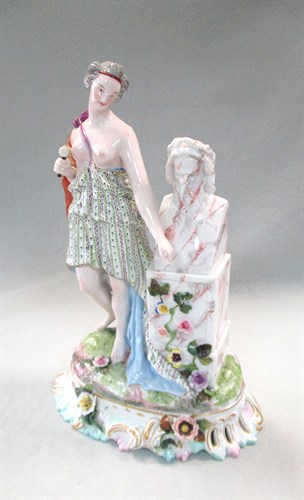 Lot 55 - A Dresden late 19th century porcelain figure, allegorical of sculpture