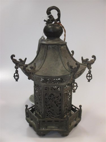 Lot 19 - A Chinese lead lantern