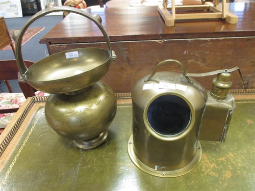 Lot 133 - A brass ship's chronometer/bulkhead cover & an...