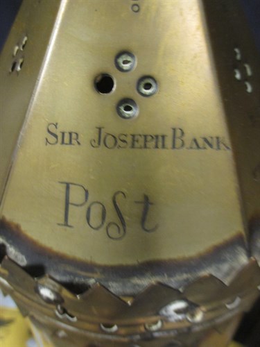 Lot 18 - A brass lantern inscribed 'Sir Joseph Banks,...